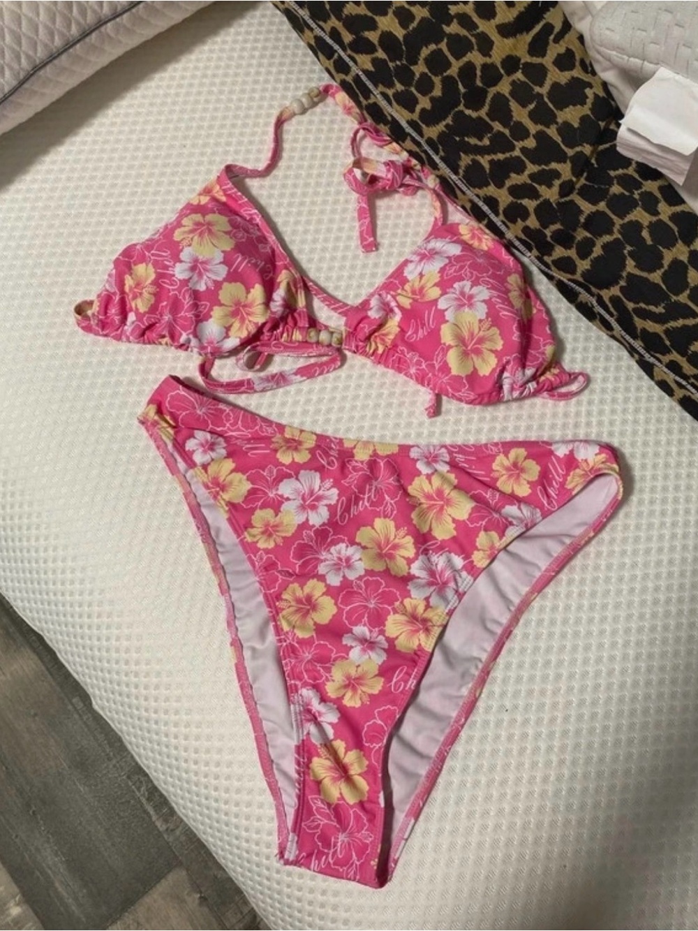 Pink Floral Girls' Two-Piece Swimsuit - Tropical Hibiscus